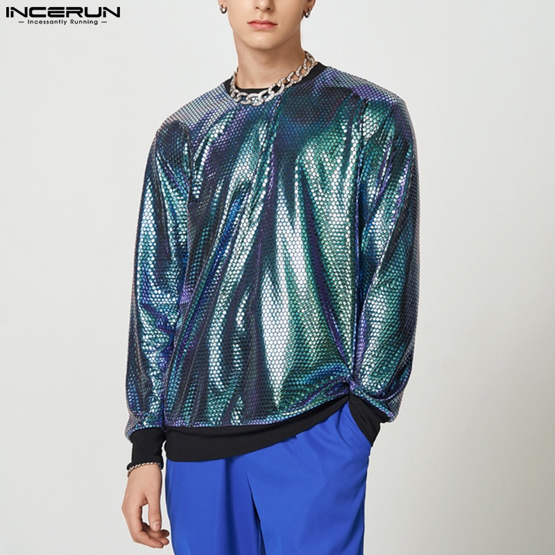 INCERUN Midnight Violet Flash Crewneck Casual Top T-shirts | Shopee ...