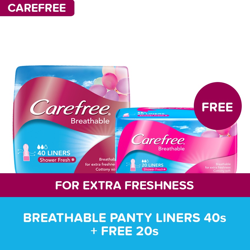 Carefree Breathable Panty Liners Sulit Pack (40s + Free 20s) 