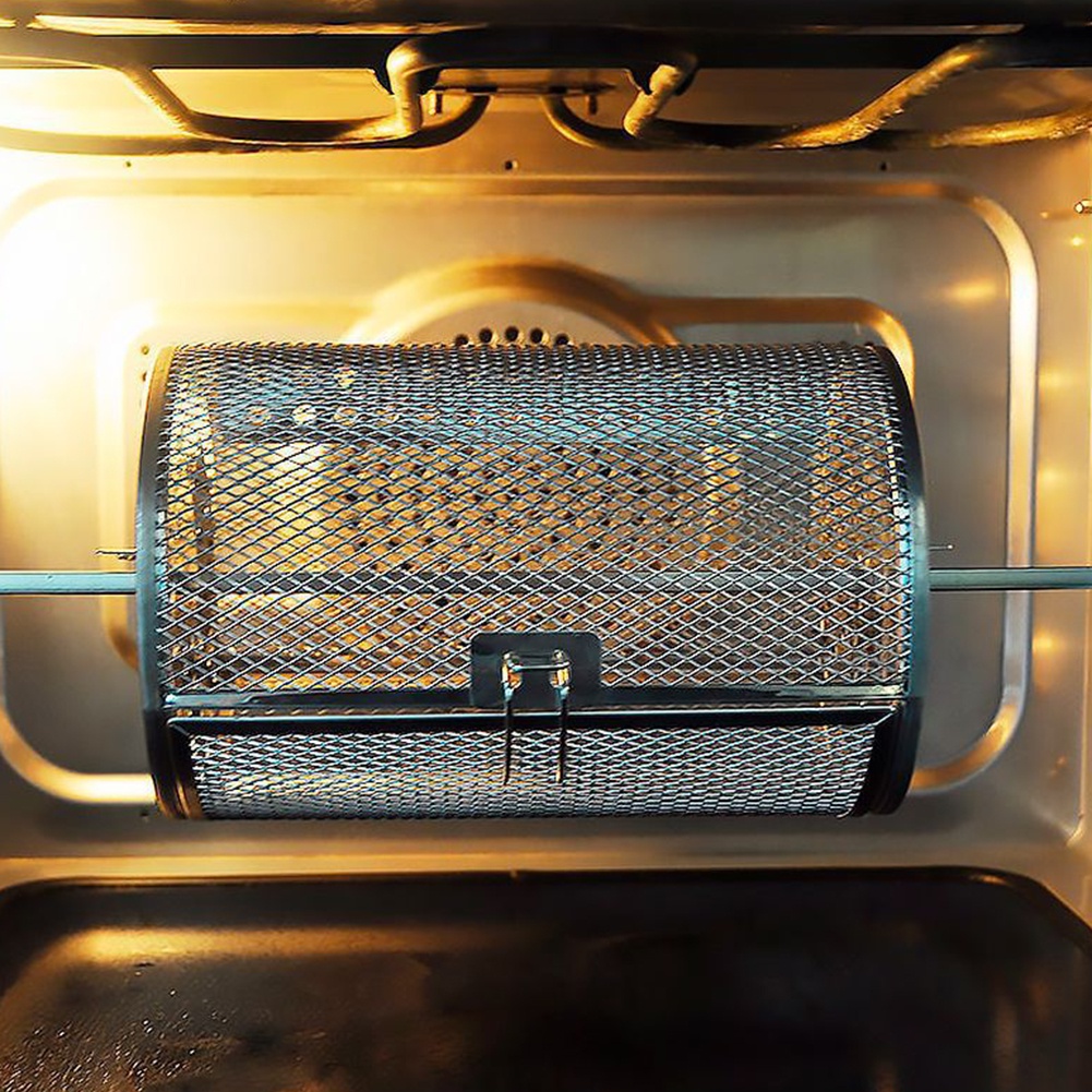 Home Stainless Steel Rotisserie Grill Roaster Oven Basket Baking