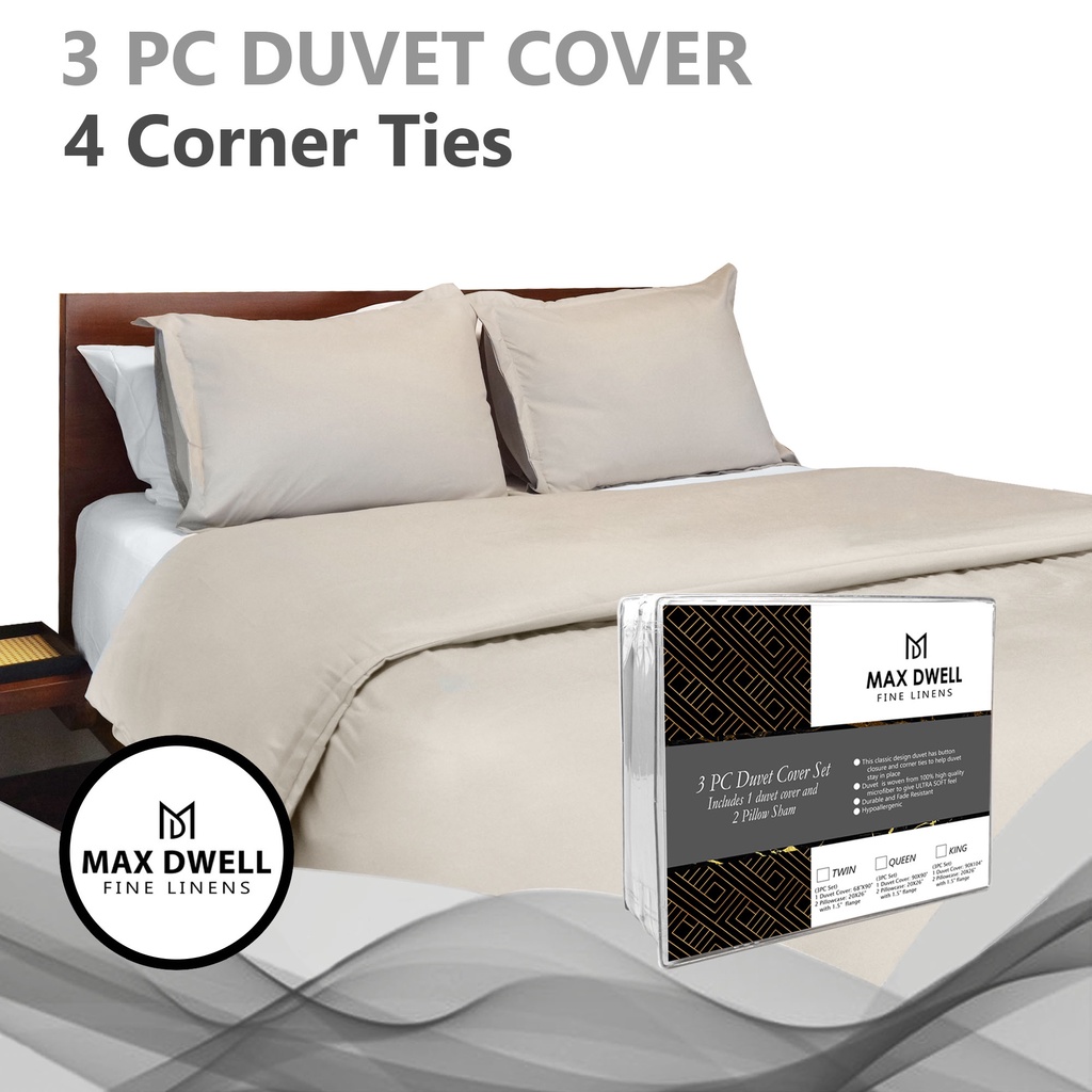 Max Dwell Duvet Cover 3 Piece Set Soft HotelQuality Comforter Full