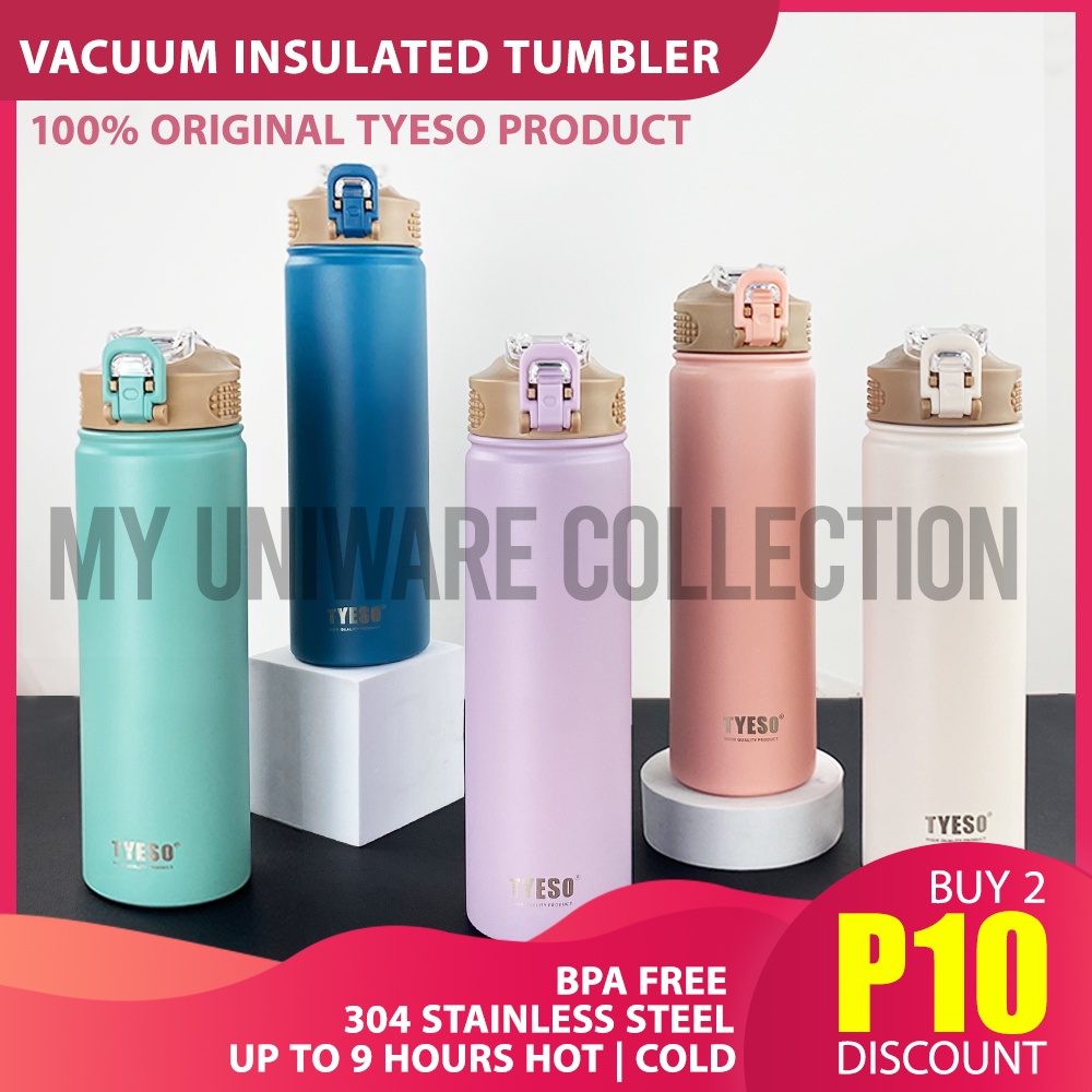 Tyeso Vacuum Insulated Bottle Tumbler W/ Straw Portable Stainless Steel