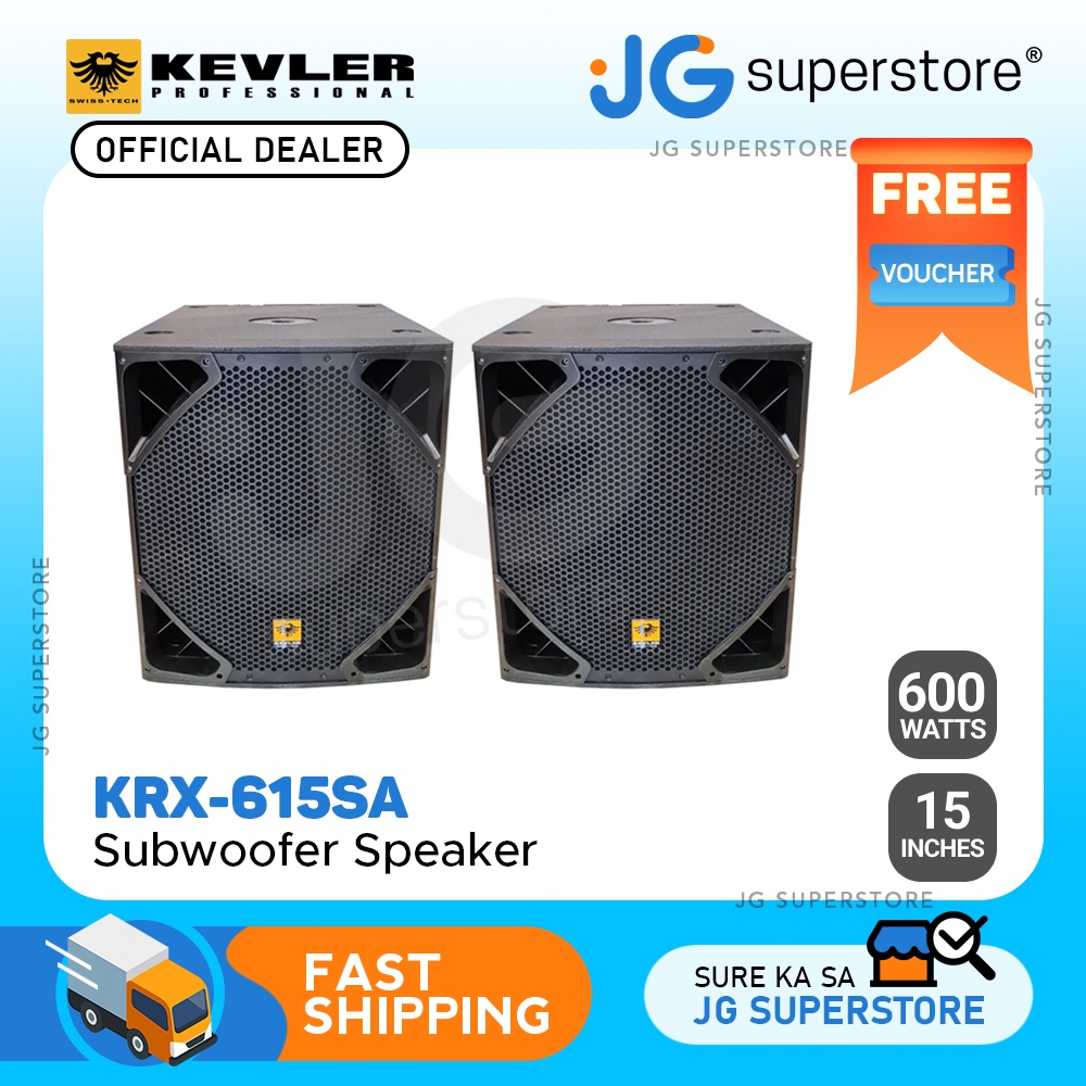 KEVLER KRX615SA 15" 600W Powered Active Subwoofer Bass Speakers (PAIR) with BuiltIn Class D