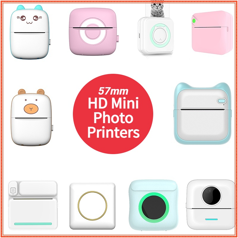 HD Photo Mini Label Printer Thermal Portable Printers Stickers Paper ...