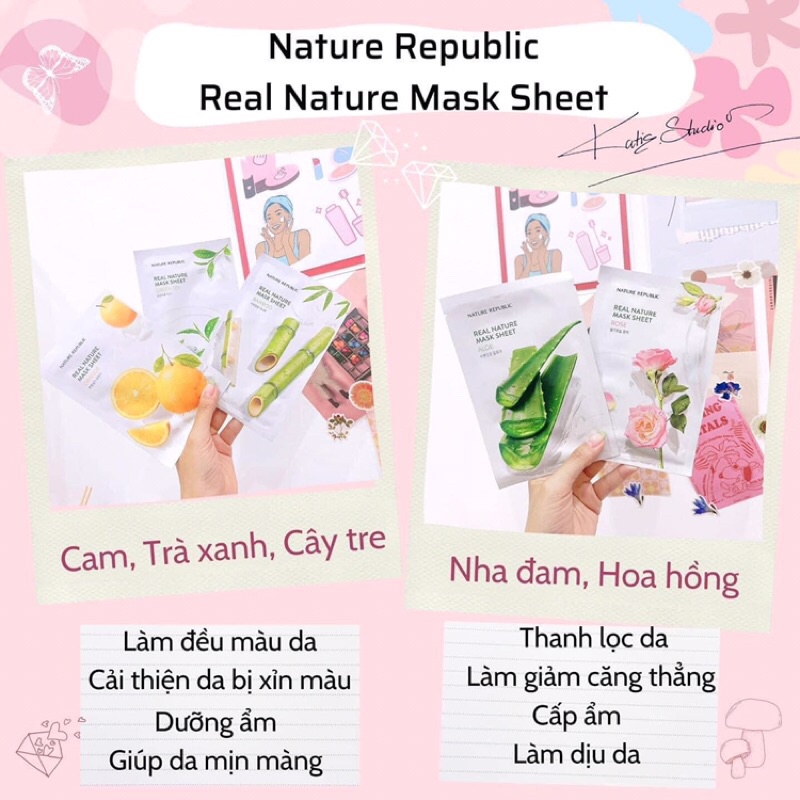 Nature Republic Real Nature Mask Sheet Moisturizing And Whitening Paper Mask Sheet Shopee