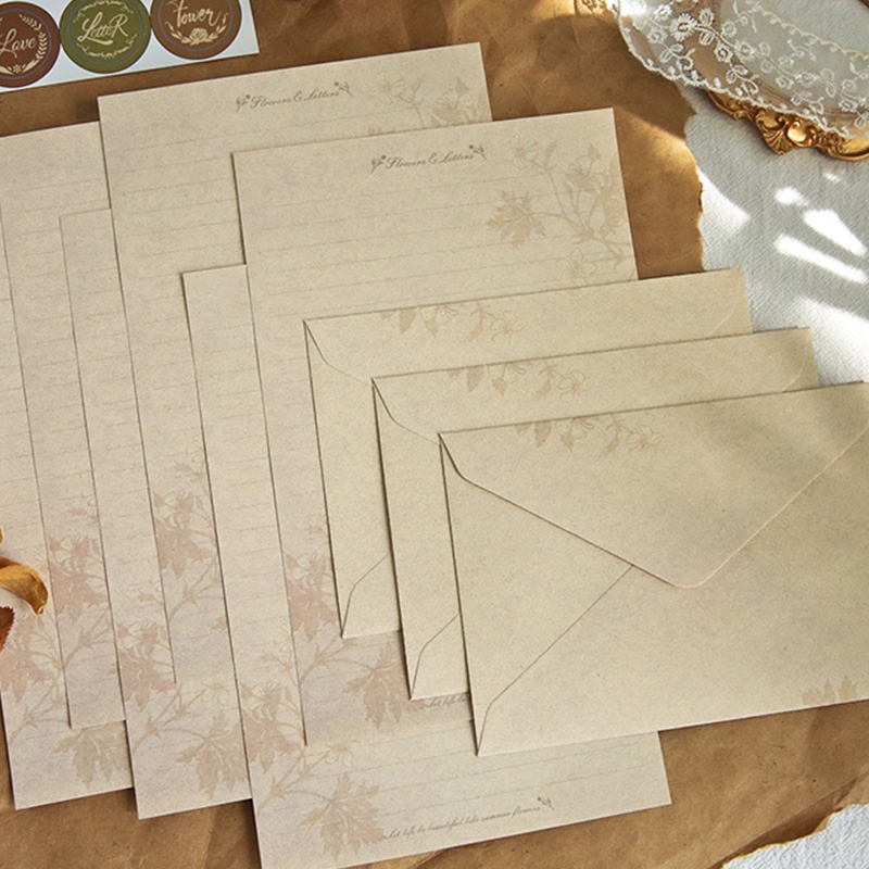 9 Pcs Vintage Flower Style Letter Paper/Envelope Set with Sealing Sticker Shopee Philippines