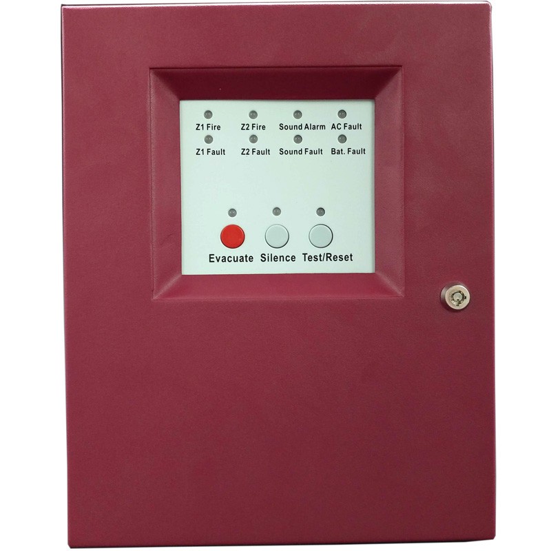 2 Zones Fire Alarm Control Panel with AC power input Fire Alarm Control ...