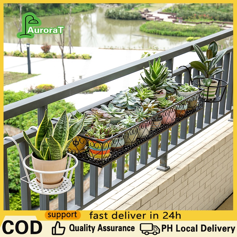 plant rack stand outdoor Metal black Railing Suspension hanging plant
