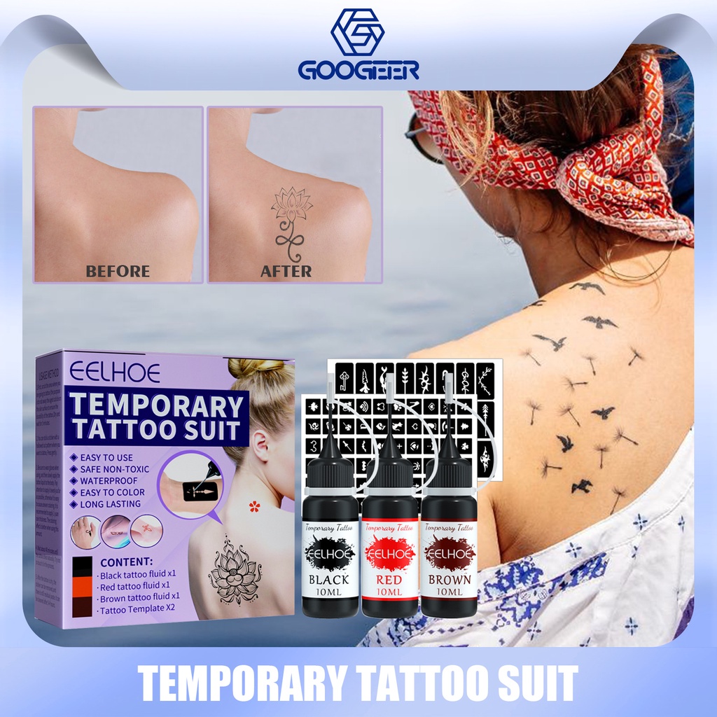 EELHOE Temporary Tattoo Liquid Kit Professional Color Fruit Juice ...