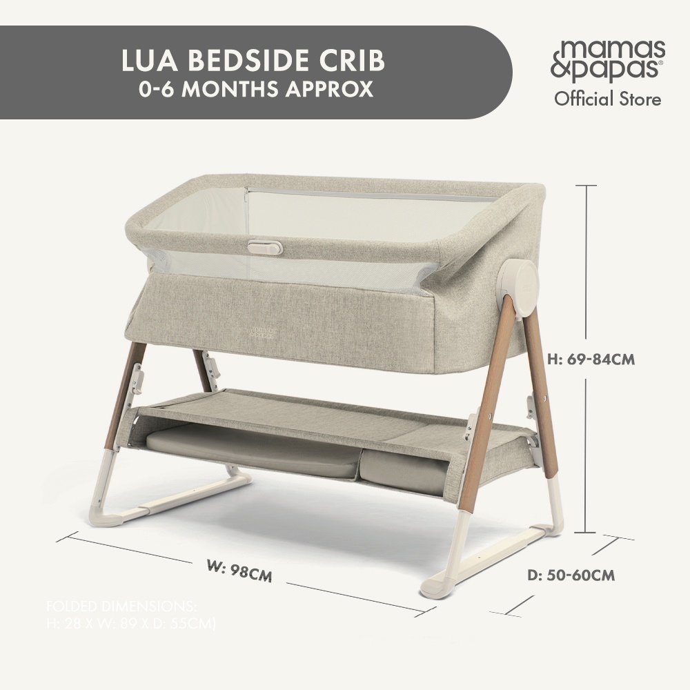 Mamas and Papas Lua Bedside Crib Beige Shopee Philippines