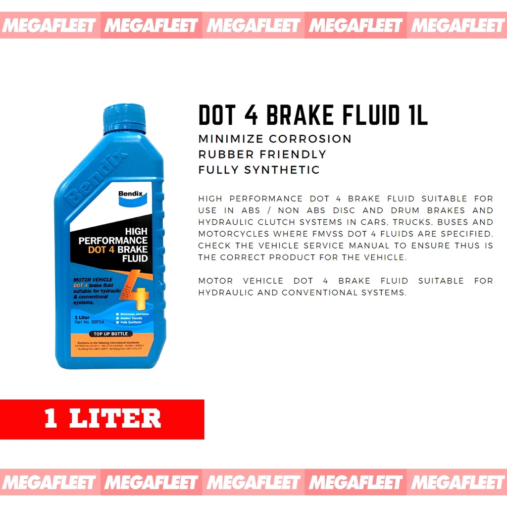 BENDIX DOT 4 BRAKE FLUID FULLY SYNTHETIC 1 LITER Shopee Philippines