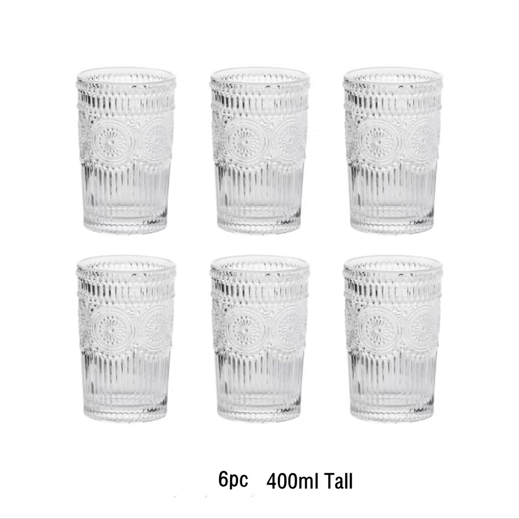 Vishine 6pcsset European Style Drinking Glass Cup Embossed Sunflower Goblet Pitcher Beverage 0656