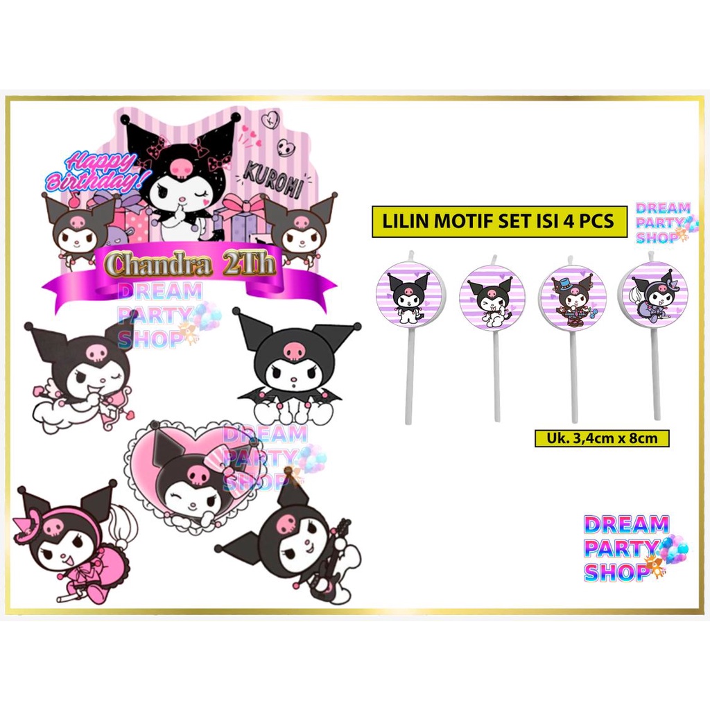 LILIN Kuromi Cake Topper Banner Kuromi Cake Decoration Cute Birthday ...