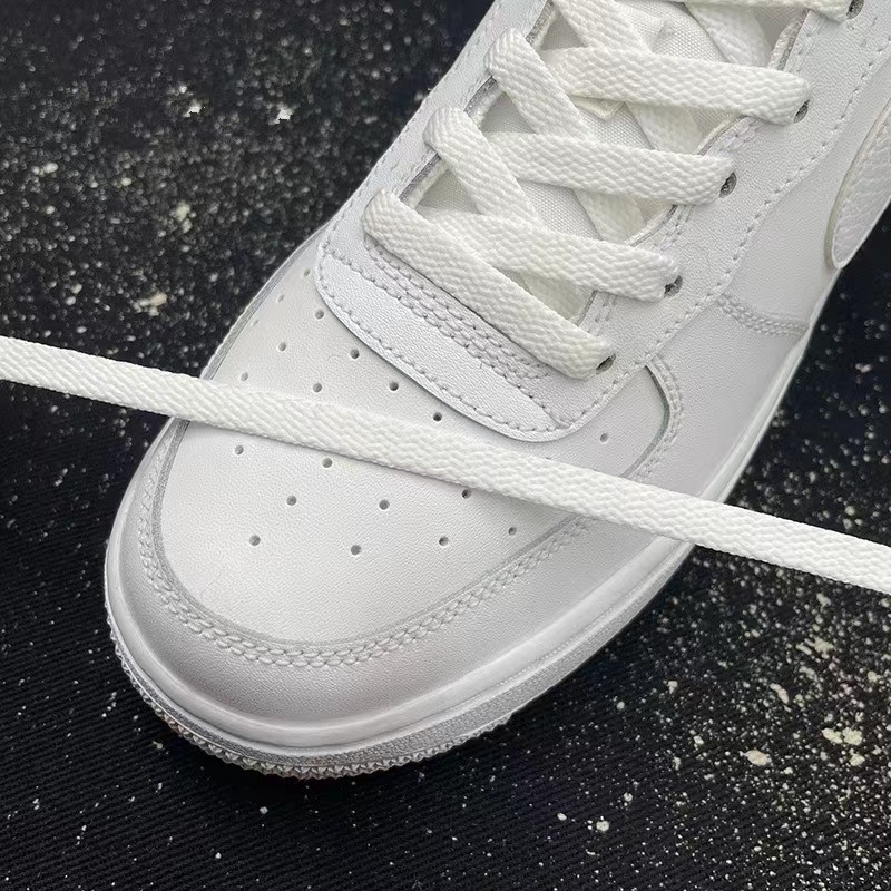 One Pair 120cm White Shoe Laces Double layer white black thickened flat ...