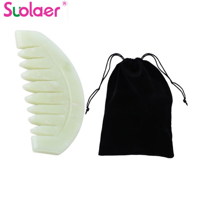 Suolaer Stone Massage Comb Head Massager Lady Scalp Care Natural Stone