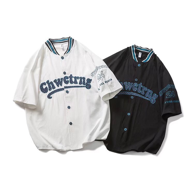 Hip-hop t summer loose American baseball collar ins couple trendy brand ...
