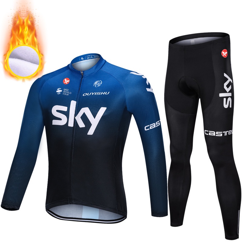 Car team version autumn and winter fleece riding suit warm cold road ...
