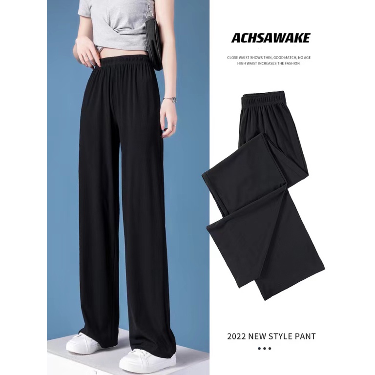ACHS High Waist Korean Fashion Women's Mopping Pants Casual Wide Leg