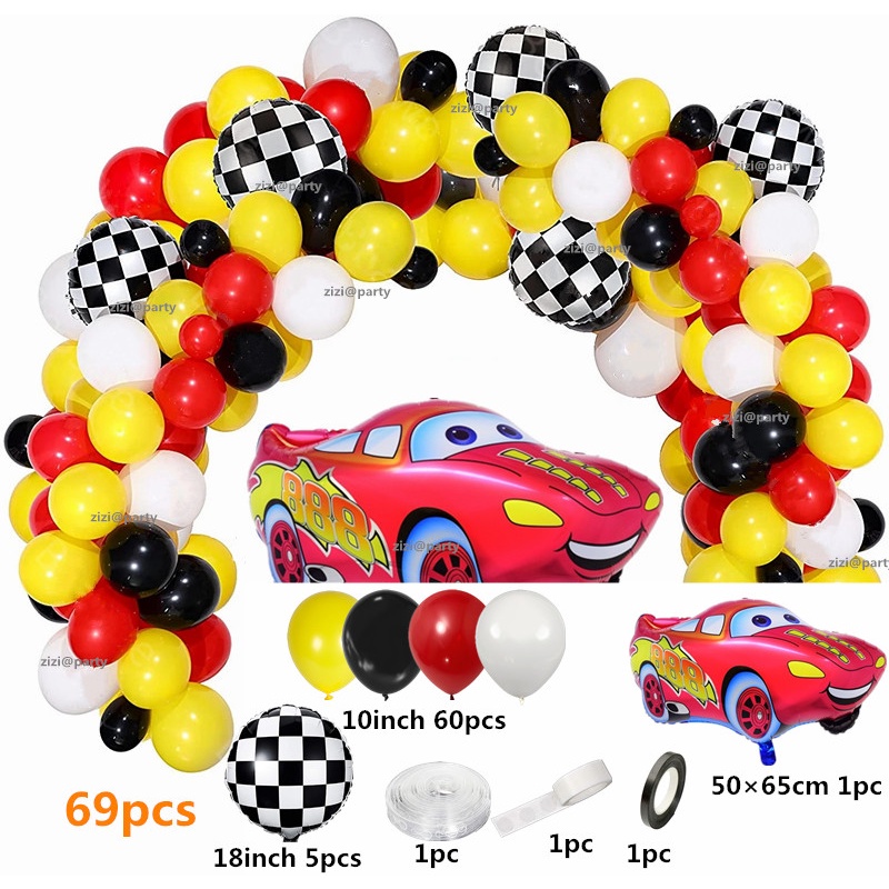 1 Set Red Yellow Black Balloons Arch Kit Latex Balloon Garland Racing ...