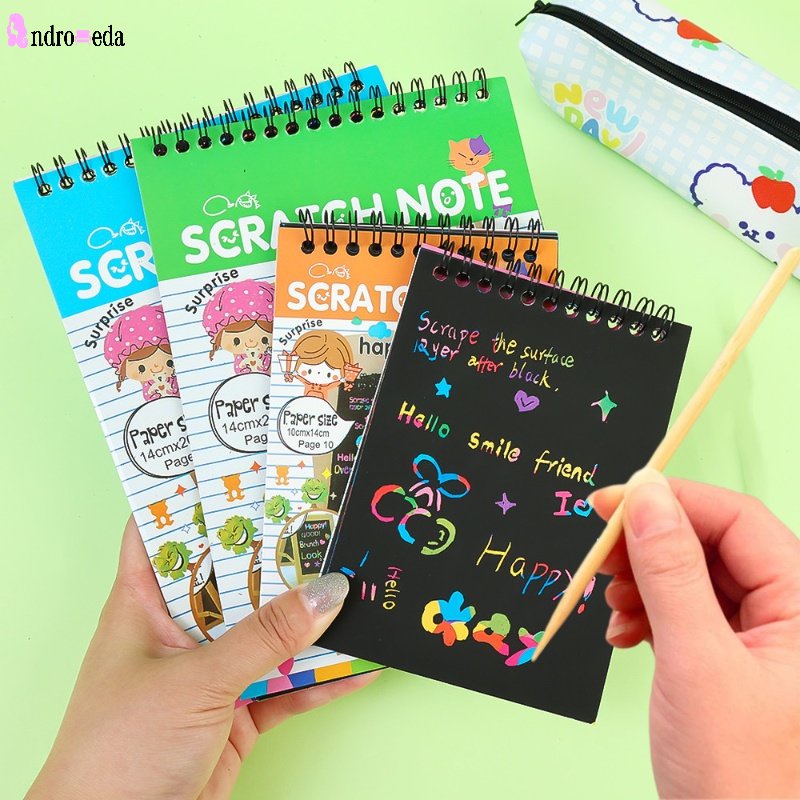 Children DIY Scratch Painting Notebook 10 Sheets Magic Color Rainbow