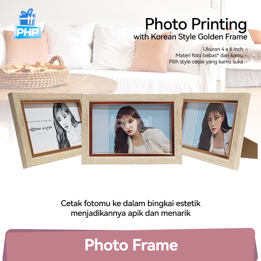 Php Custom Photo Print 4 x 6 & Photo Frame / Golden Korean Frame ...