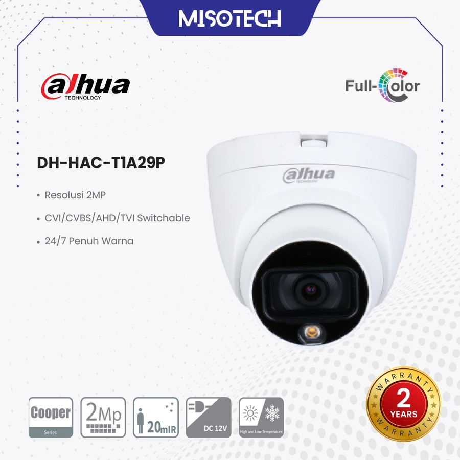 Dahua INDOOR 2MP HDCVI CCTV Camera DH-HAC-T1A29P FULL-COLOR COOPER ...