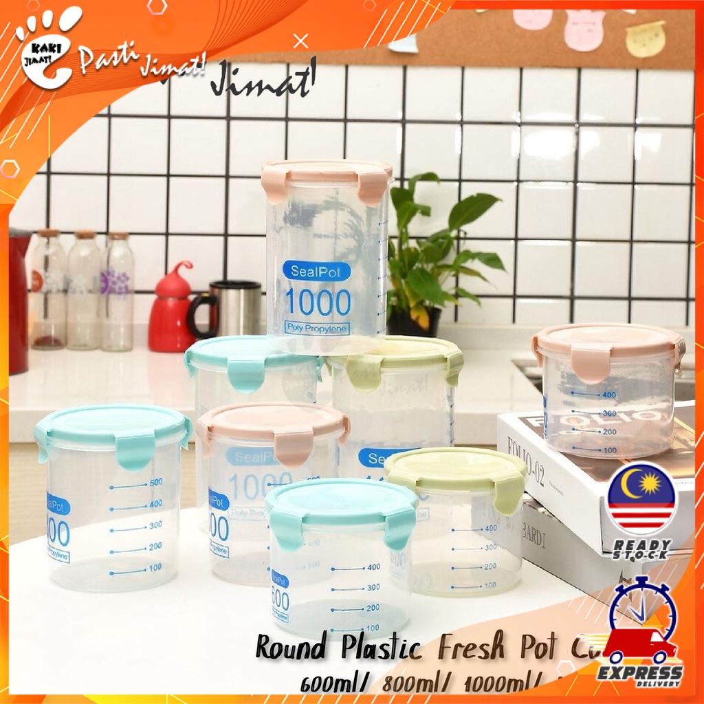 Round Plastic Fresh Pot Container 600ML/ 800ML/ 1000ML/ 1500ML | Shopee ...