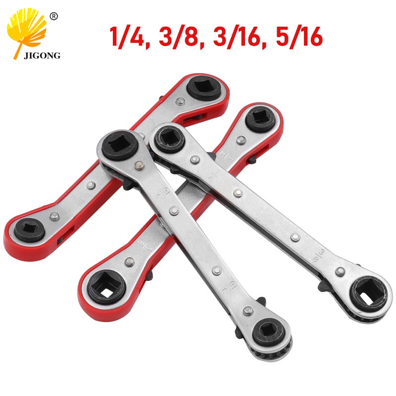 Refrigeration Equipment Repair Wrench DoubleEnded Square Ratchet Air Conditioning Valve Quick