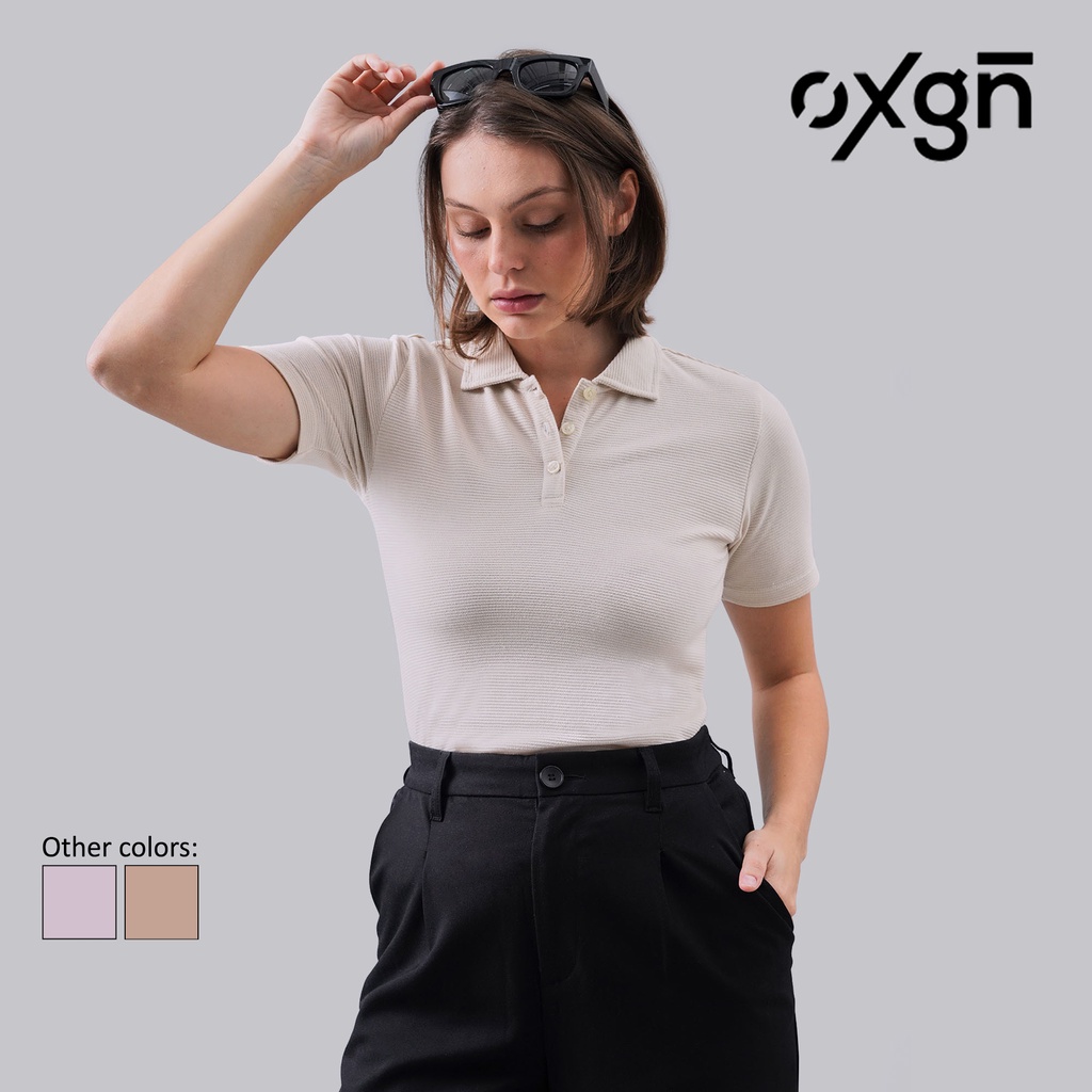 OXGN Generations Polo Shirt For Women (Blush/Cream/Nude) | Shopee ...