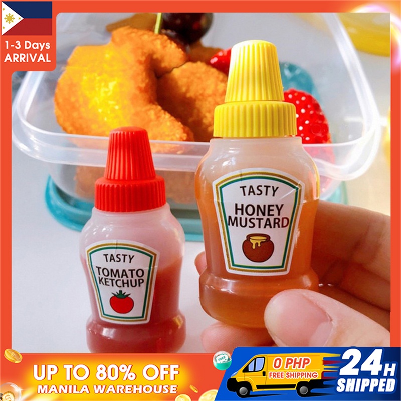 2Pcs Plastic Mini Portable Bento Seasoning Squeeze Sauce Bottles Nozzle