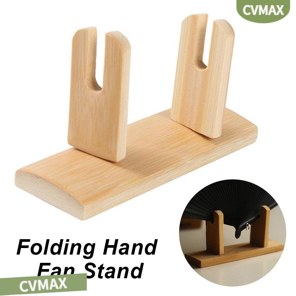 CMAX Folding Hand Fan Stand Useful Bamboo Base Hand Fan Display Stand