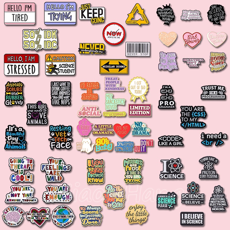 Creative Text Quotes Enamel Pins Love Brooch Funny Dialogue Text Lapel