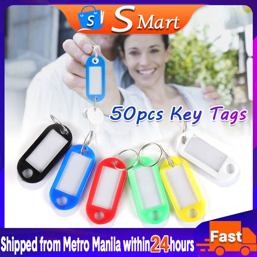 【In Stock】50PCS Label Key Holder Plastic ID Tags Name Card Key Holder ...