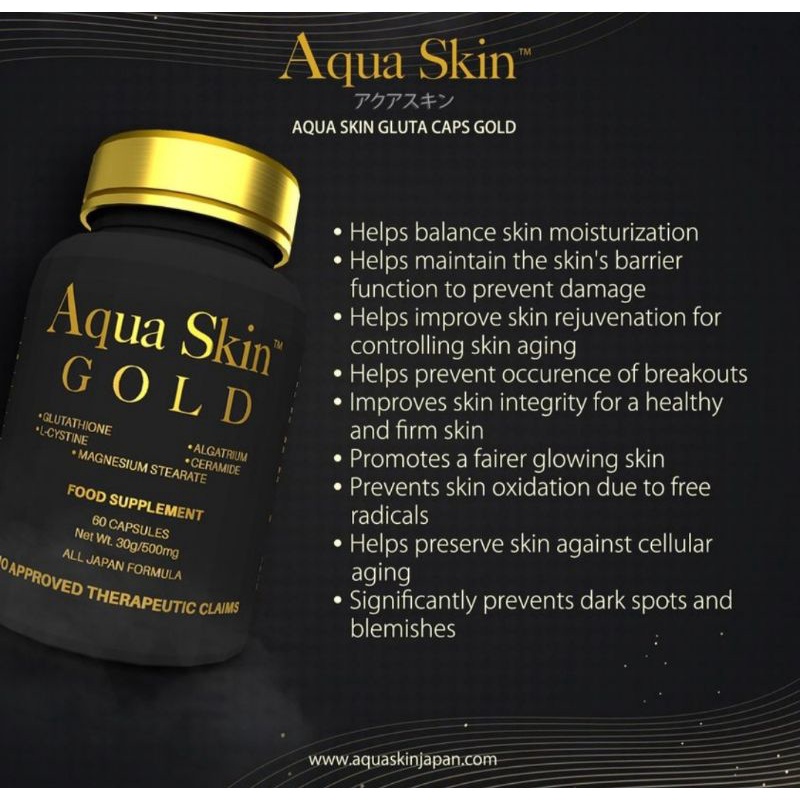 aqua skin glutathione content Aqua Skin Whitening Capsule Glutathione Collagen 100% Authentic for  Whitening Skin Anti Aging