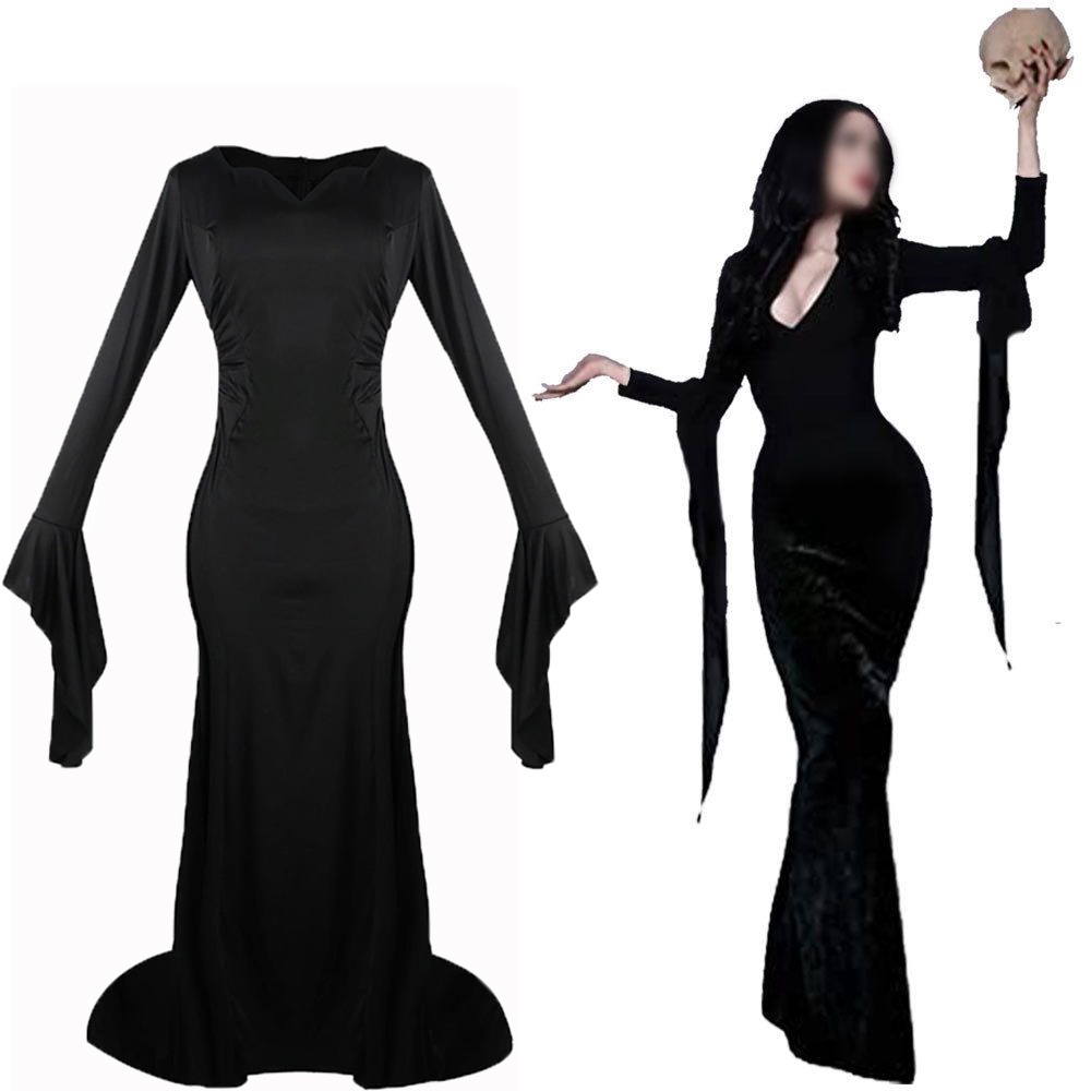 Women's Gothic Ghost Vampire Dress Morticia Cosplay Costume for Women ...