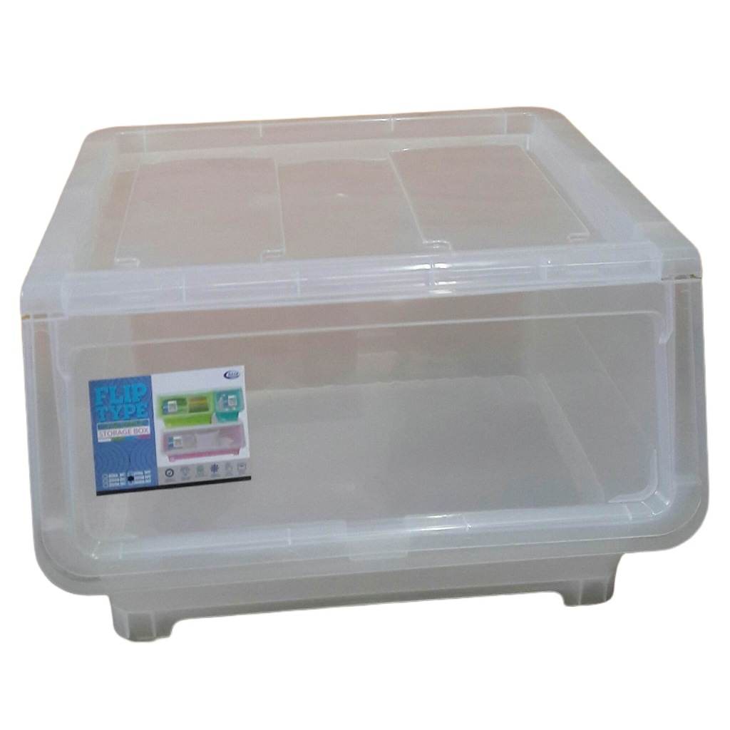 STACKABLE STORAGE BOX with WHEELS Transparent FLIP TOP (MEDIUM SIZE ...