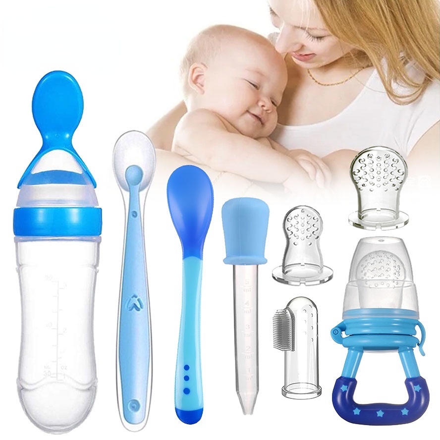 Baby silicone drip spoon/baby bottle set/fruit pacifier toothbrush