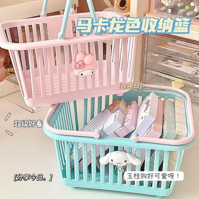 Sanrio storage box cute macaron color portable storage basket pink girl