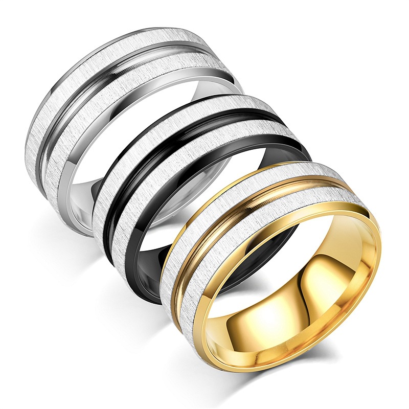 [ YD Shop ] New Arrival Titanium Steel Two-color Ring Men's Brushed ...