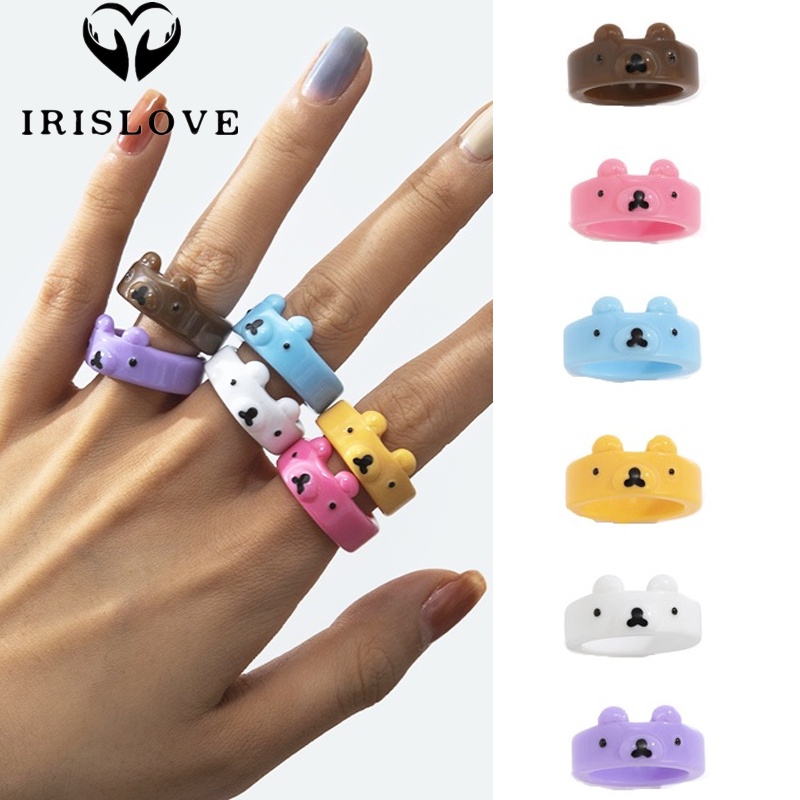Irislove 1PC White Cute Coffee Bear Ring for Women Men Stylish Cartoon ...