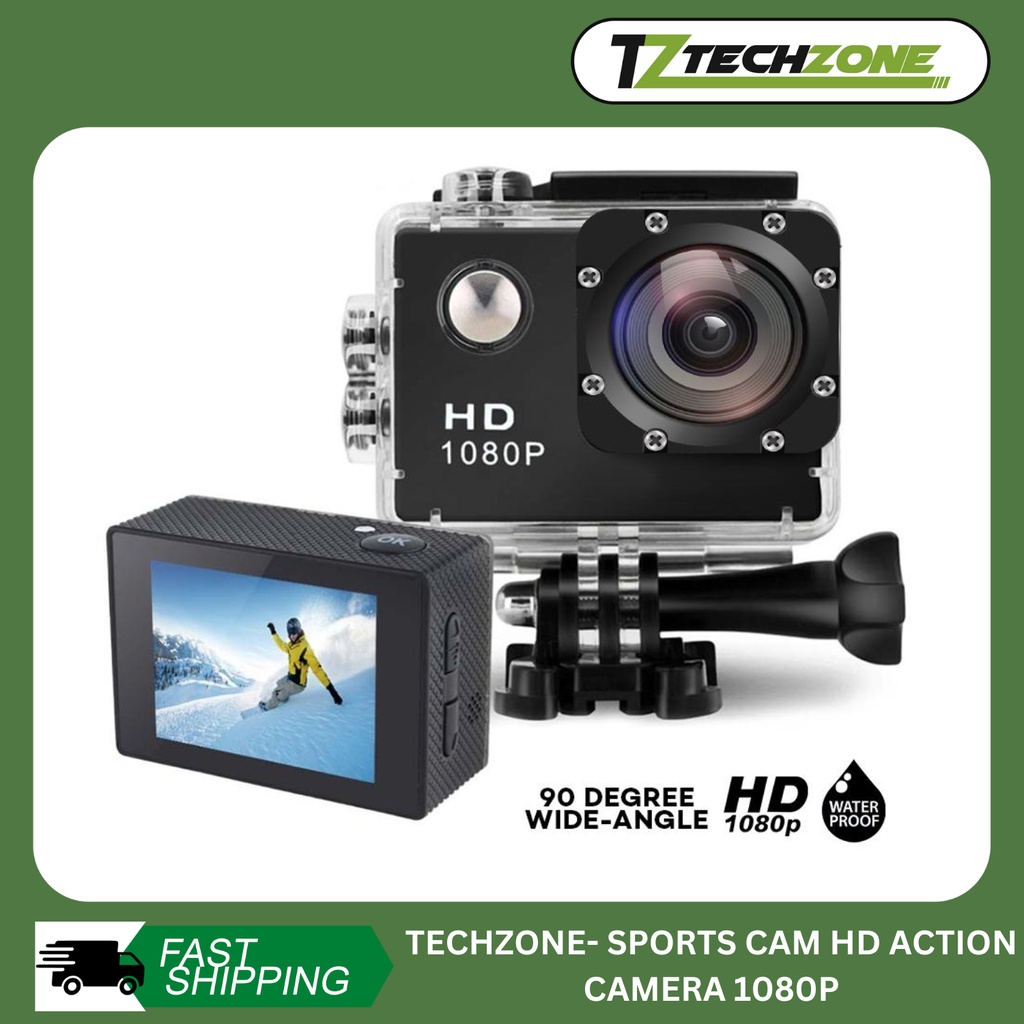 TECHZONE Sports Cam HD Action Camera 1080p with 2.0 Screen WiFi
