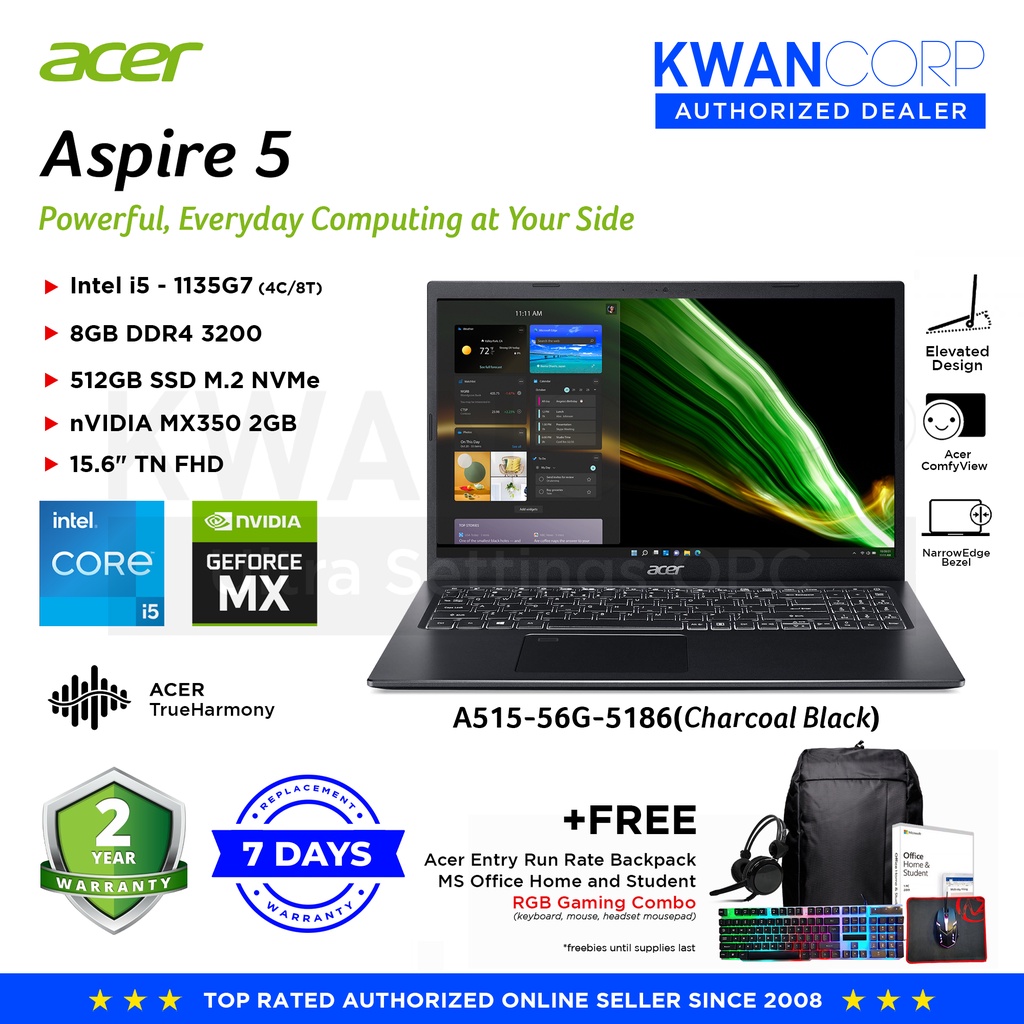 Acer Aspire 5 A515-56G-5186 Intel i5 - 1135G7 8GB RAM NVIDIA MX350 2GB ...