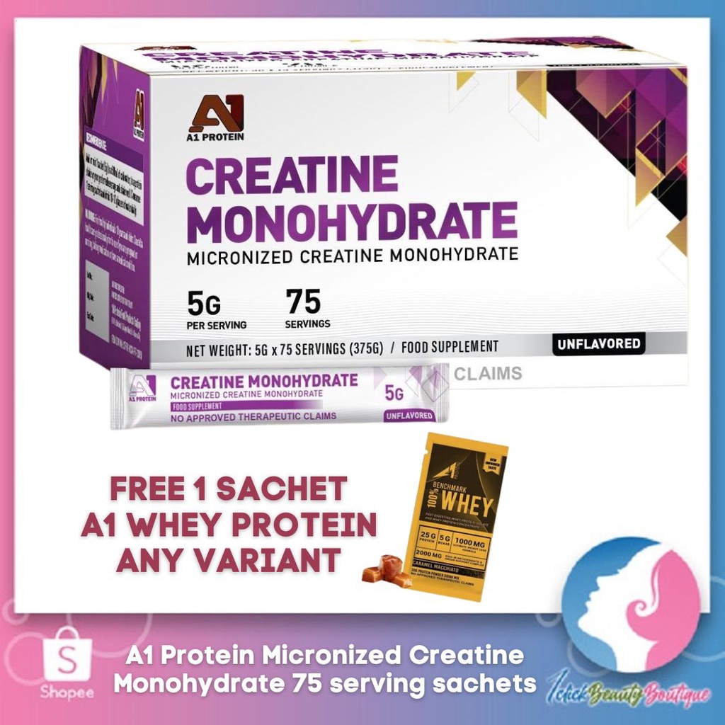 A1 Protein Micronized Creatine Monohydrate 75 serving sachets GET FREE