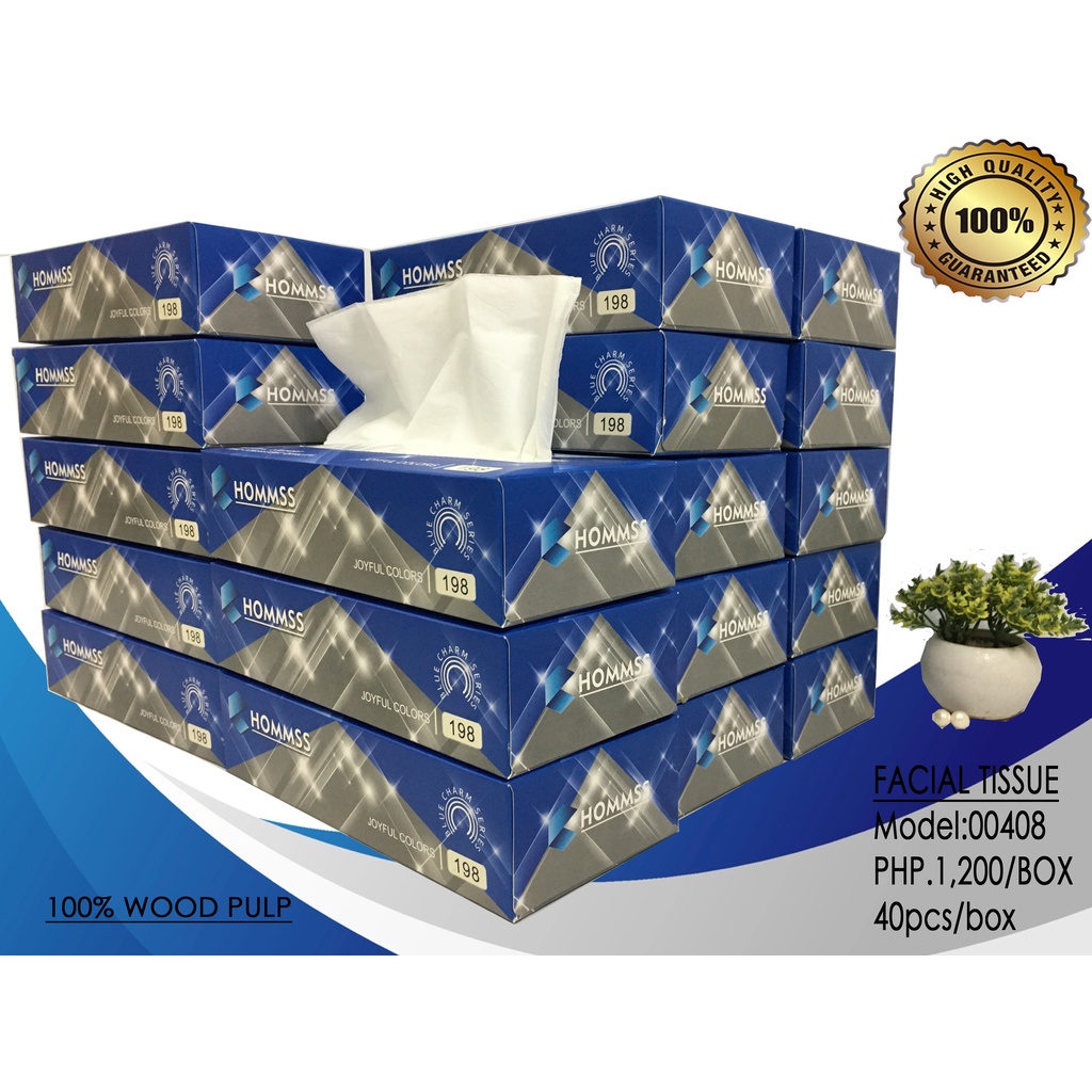 Hommss Facial Tissue 100% wood pulp 40pcs/box 198 sheets-model00408 ...