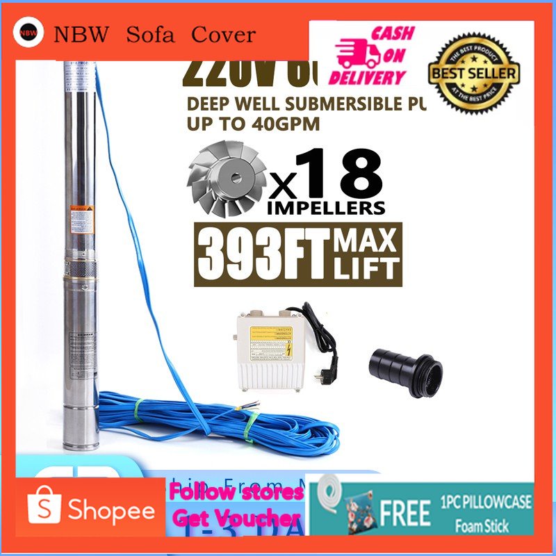 Submersible Pump 3Inch Water Pump Pure Copper Interface Submersible Bore Water Pump Deep Well