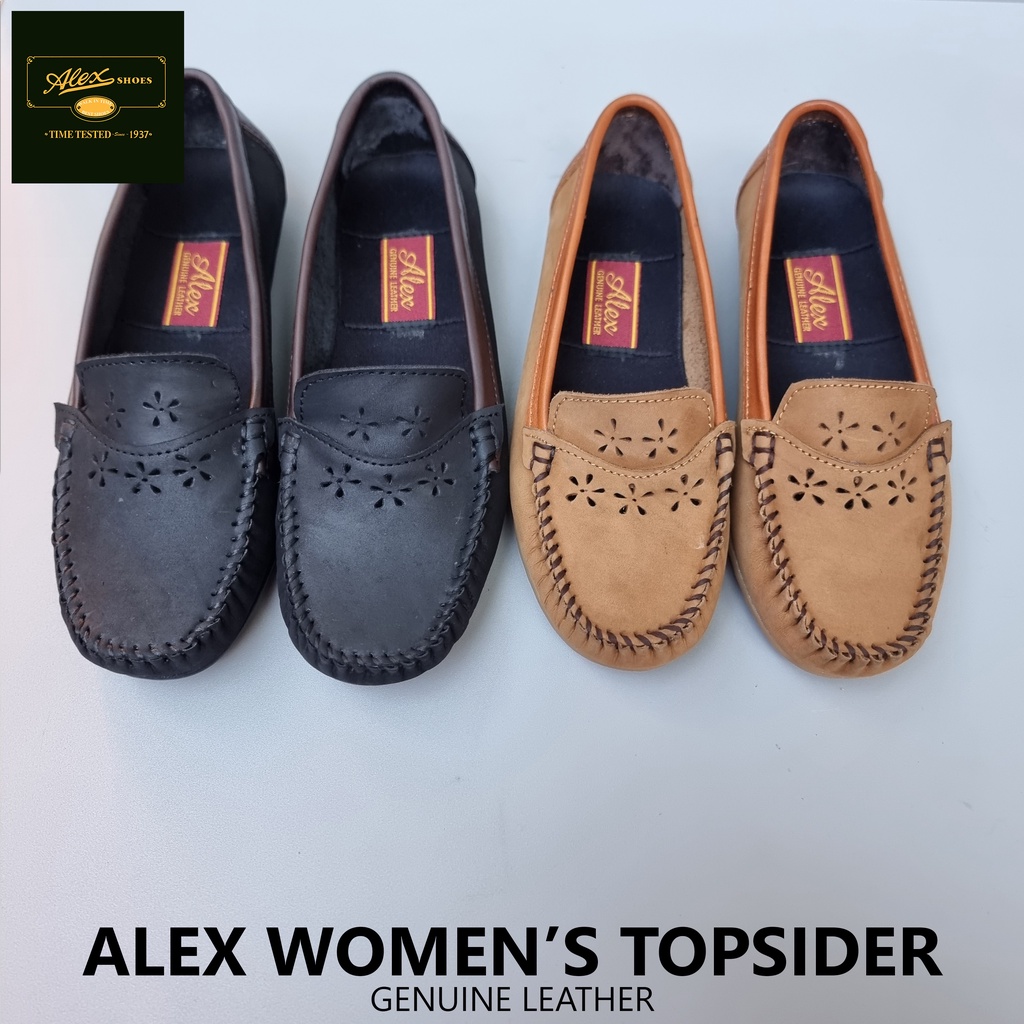 ALEX SHOES WOMEN S TOPSIDER GENUINE LEATHER CASUAL DRIVING SHOES Shopee Philippines