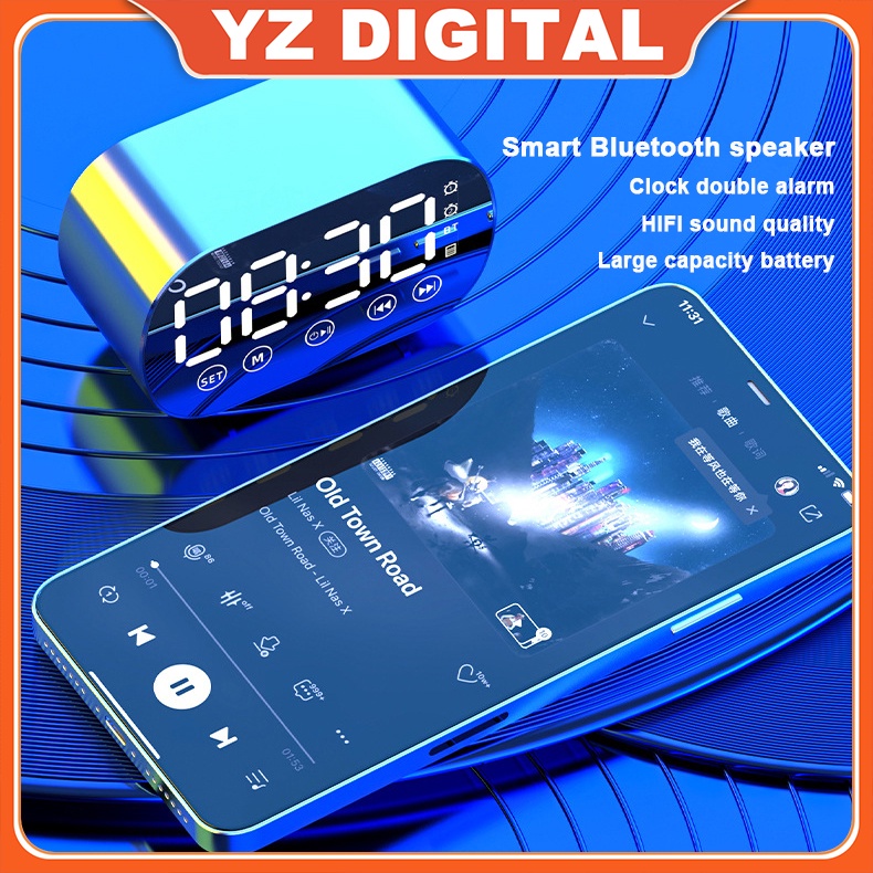 LED digital clock wireless bluetooth speaker mirror desktop electronic