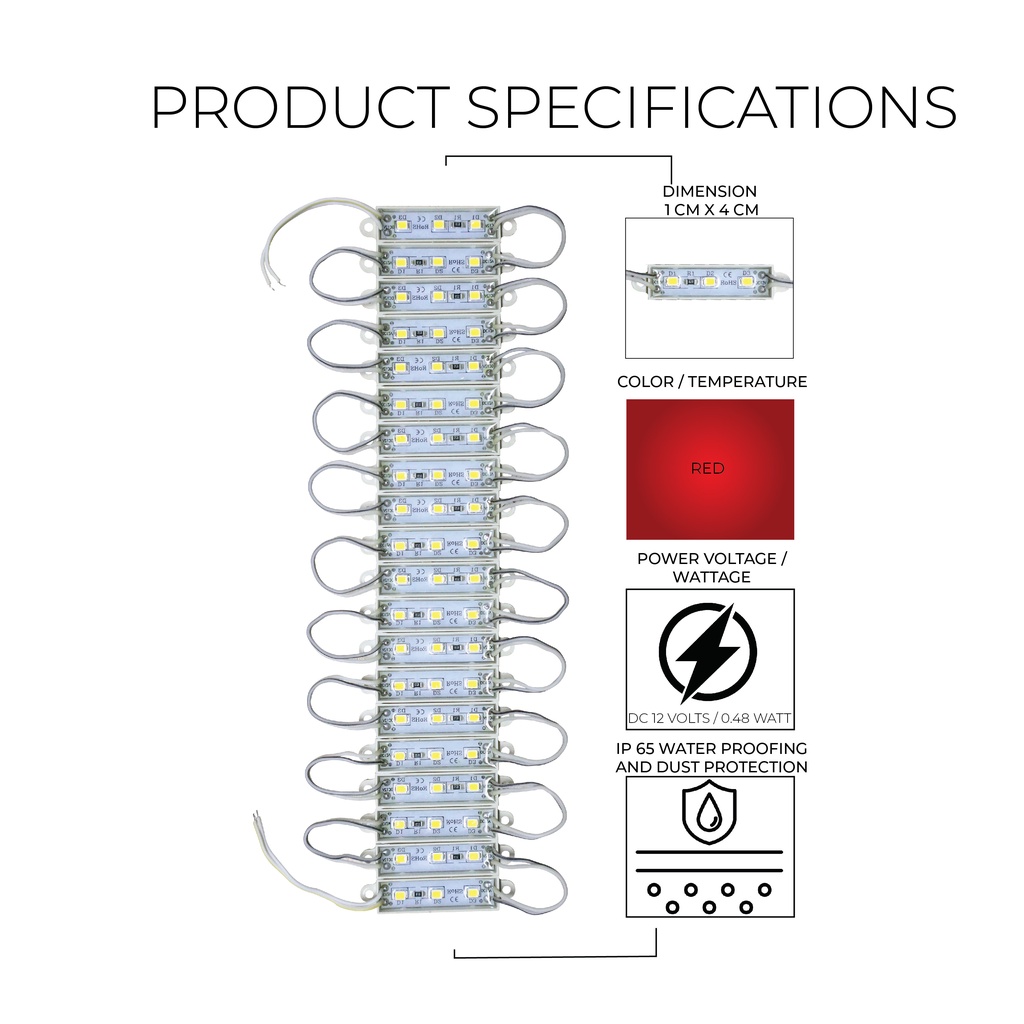 DPS 3 Eye LED Modules Light Small Cool,Warm, & Red Waterproof 0.48W 12V ...