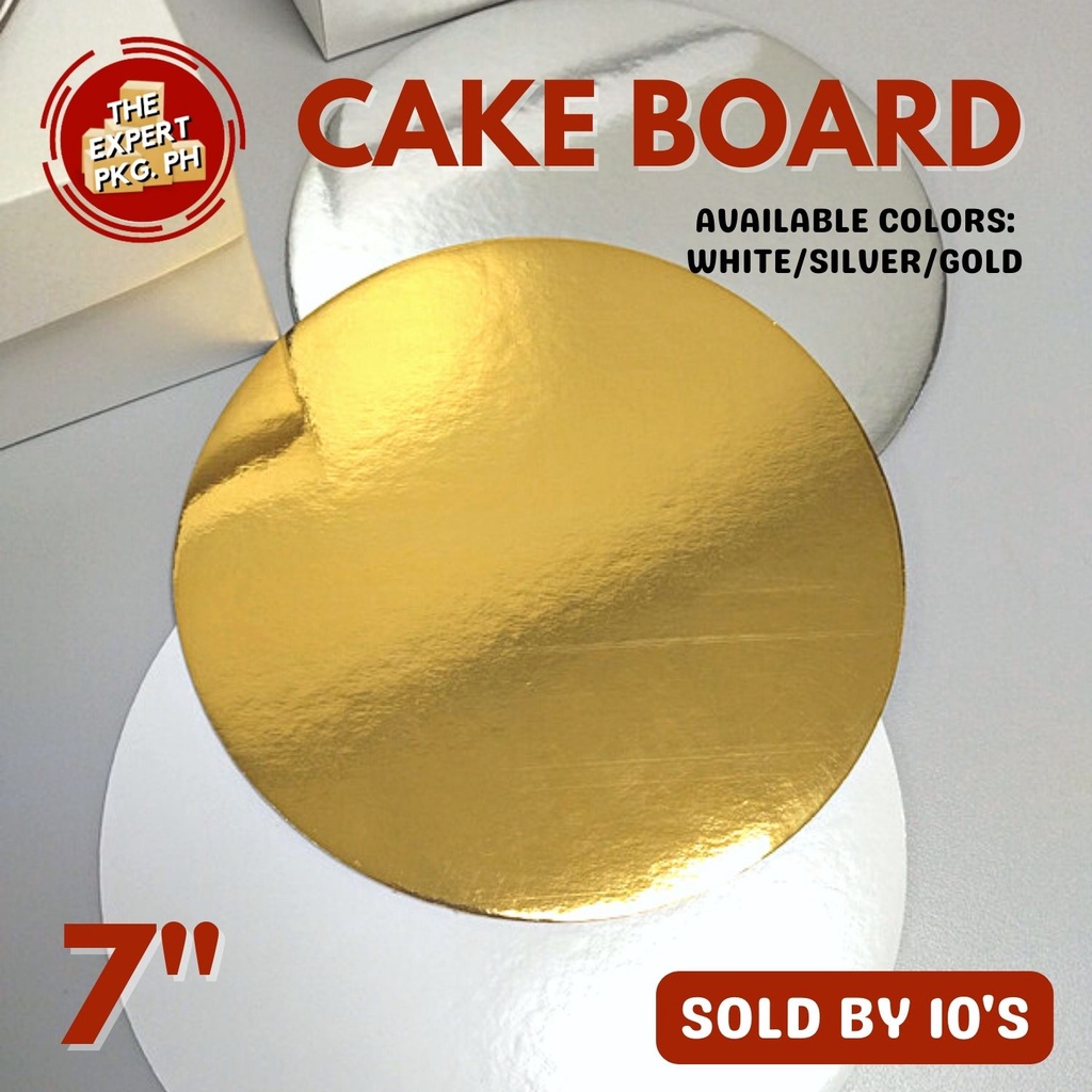 7" Cake Board Round Gold / Silver / White HighQuality Thick Metallic