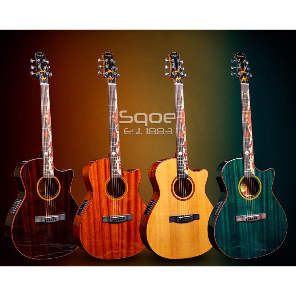 SQOE Camelluz 41’ inches Solid Wood Acoustic Guitar with Builtin