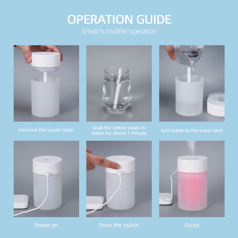 260ML Colorful lights Ultrasonic Humidifier Wireless Humidifier ...